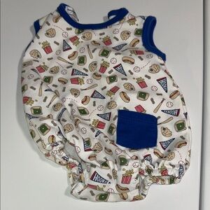 Magnolia Baby Sleeveless Romper with Baseball Print 3M EUC